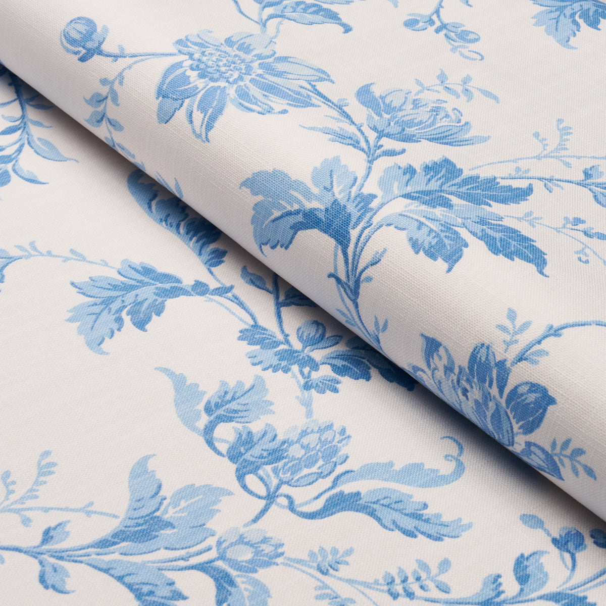 Blomslinga fabric in blue and white color - pattern number 182941 - by Schumacher in the Borastapeter collection