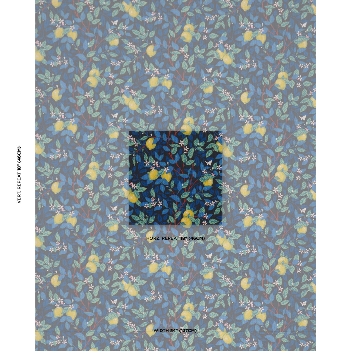 Citronträd fabric in spruce and blue color - pattern number 182952 - by Schumacher in the Borastapeter collection