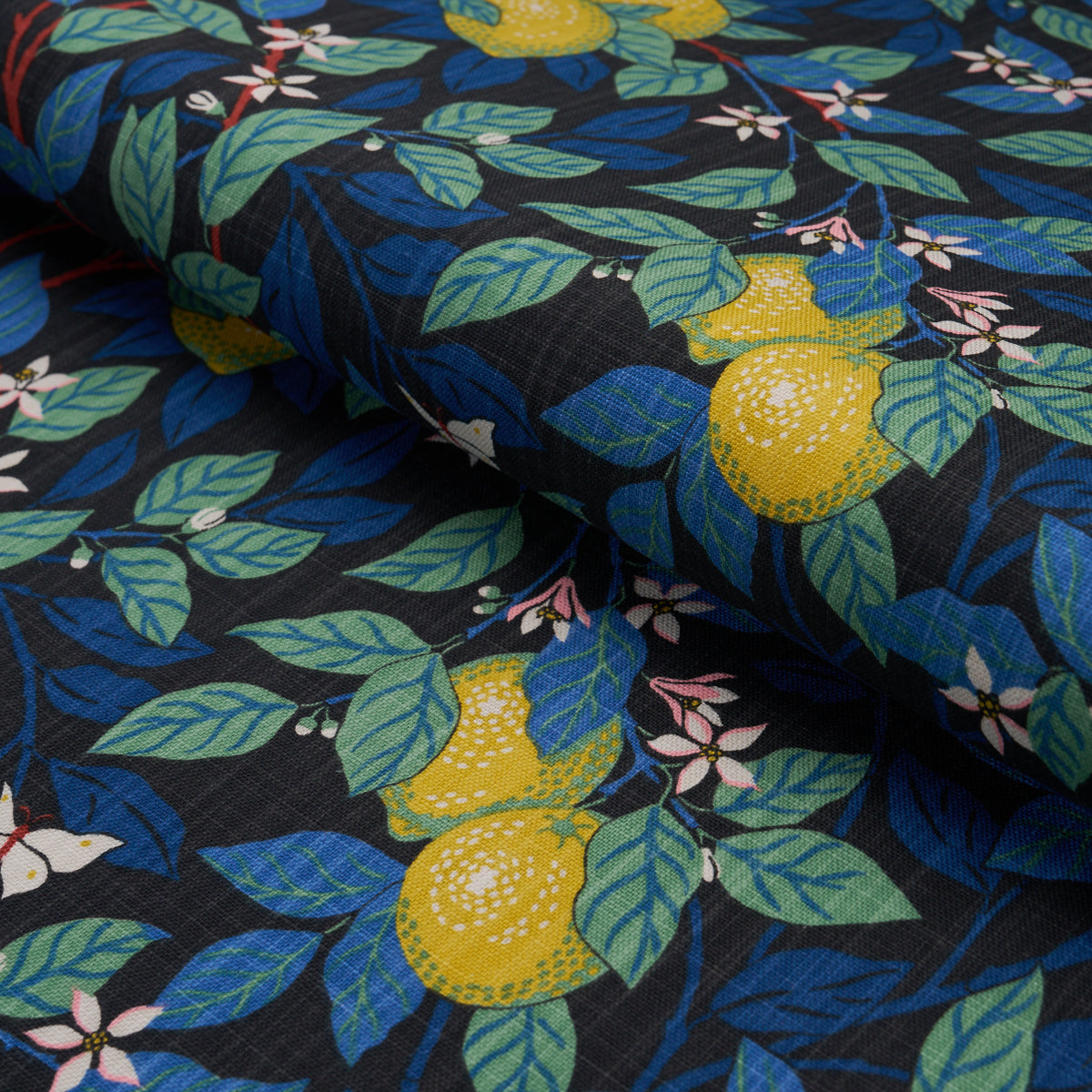 Citronträd fabric in spruce and blue color - pattern number 182952 - by Schumacher in the Borastapeter collection