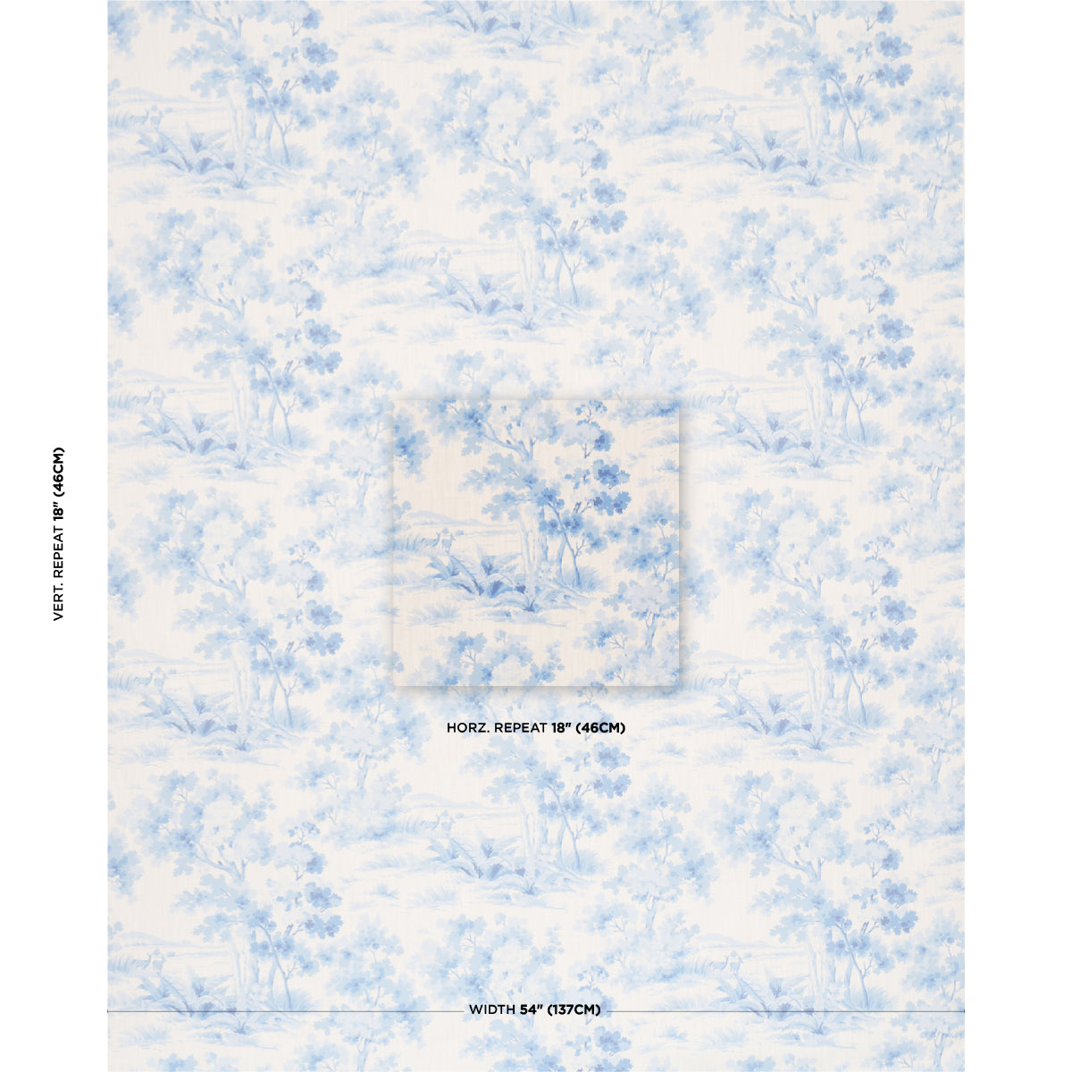Countryside Morning fabric in blue and white color - pattern number 182962 - by Schumacher in the Borastapeter collection