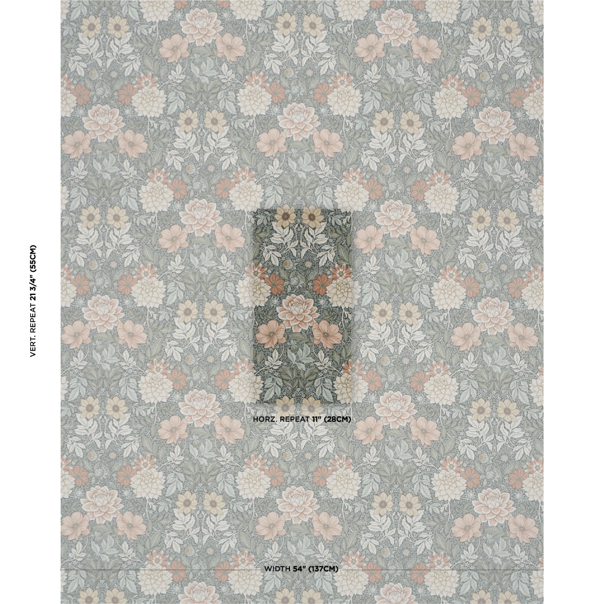 Dahlia Garden fabric in green color - pattern number 182970 - by Schumacher in the Borastapeter collection