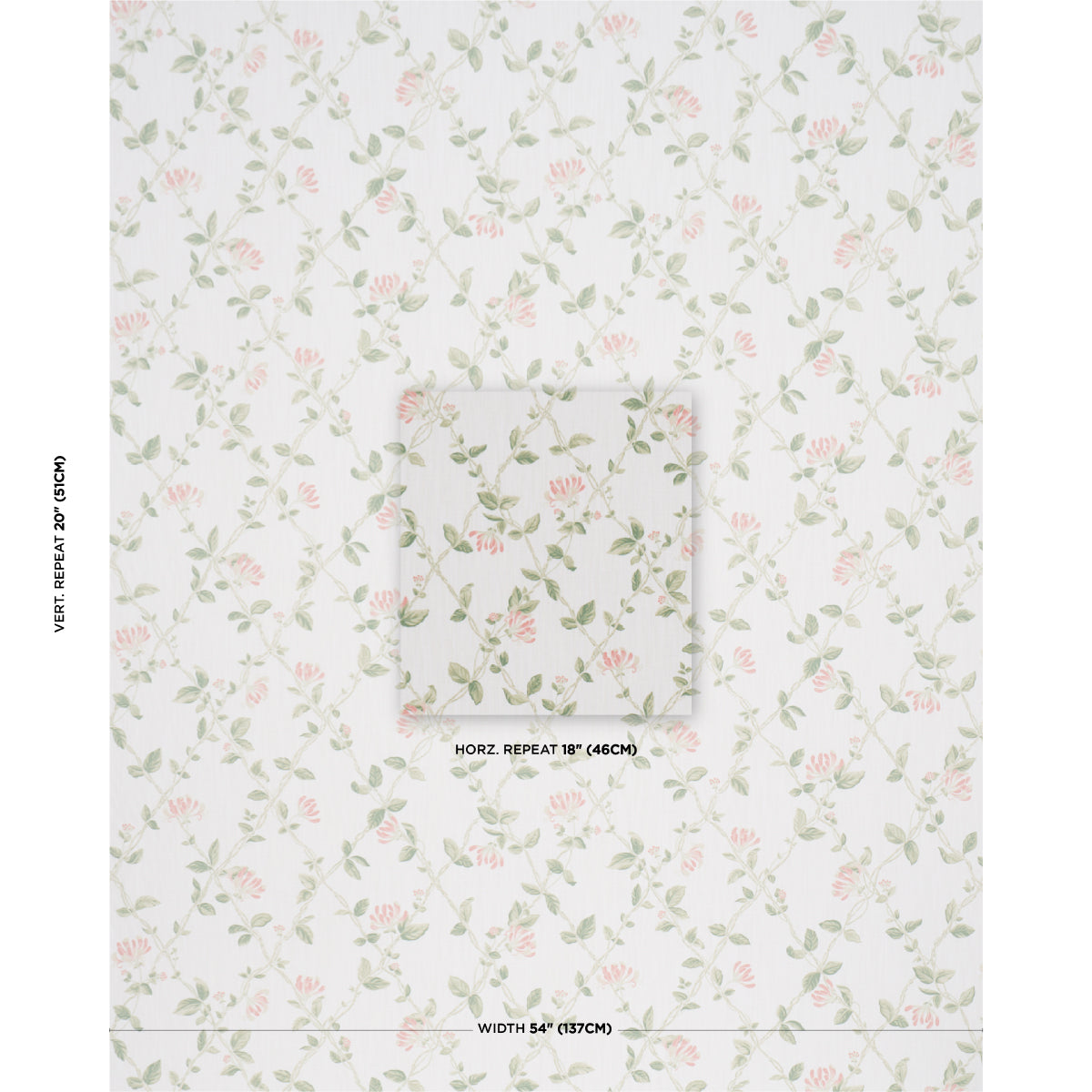 Honeysuckle fabric in leaf color - pattern number 182990 - by Schumacher in the Borastapeter collection