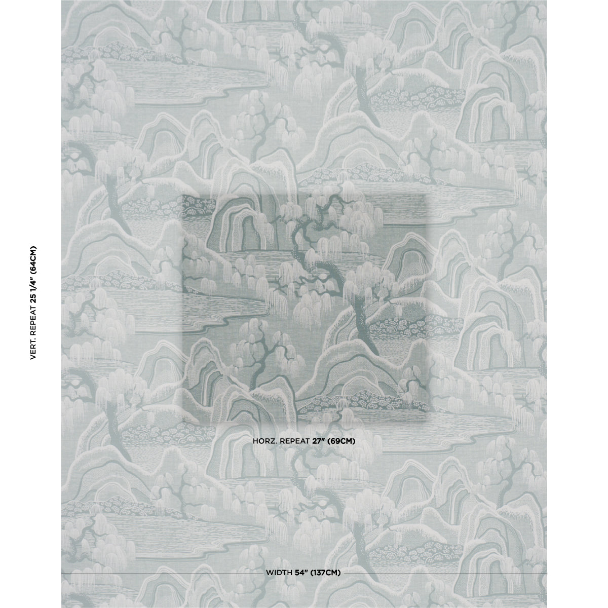 Indigo Garden fabric in mineral color - pattern number 183010 - by Schumacher in the Borastapeter collection