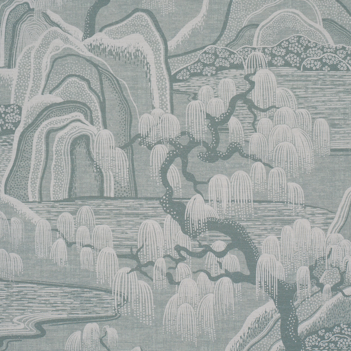 Indigo Garden fabric in mineral color - pattern number 183010 - by Schumacher in the Borastapeter collection