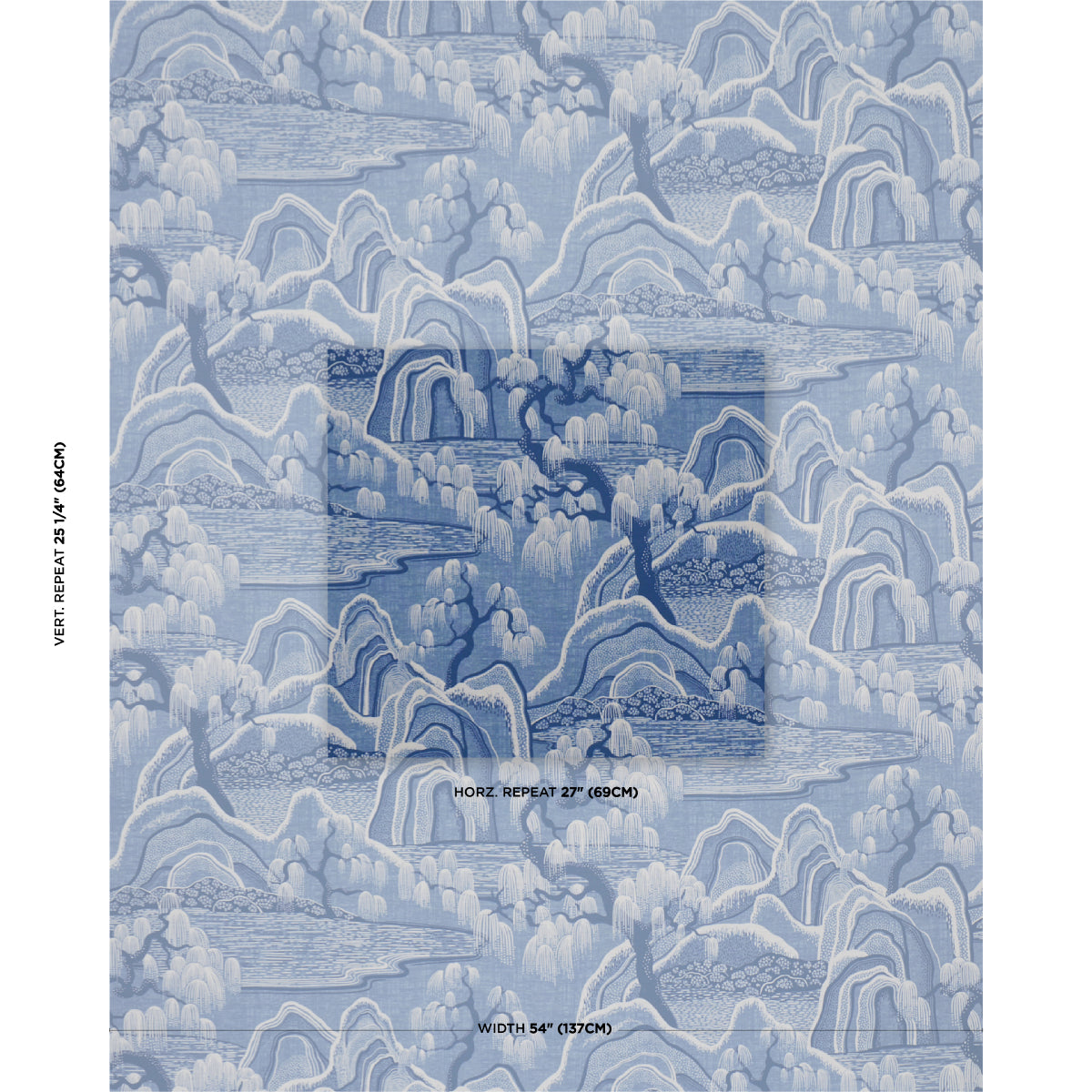 Indigo Garden fabric in blue and white color - pattern number 183012 - by Schumacher in the Borastapeter collection