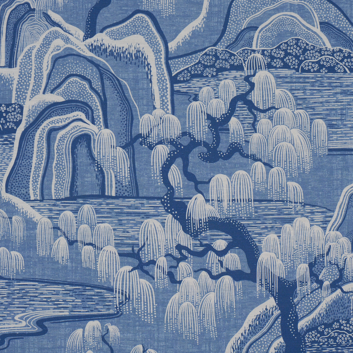 Indigo Garden fabric in blue and white color - pattern number 183012 - by Schumacher in the Borastapeter collection