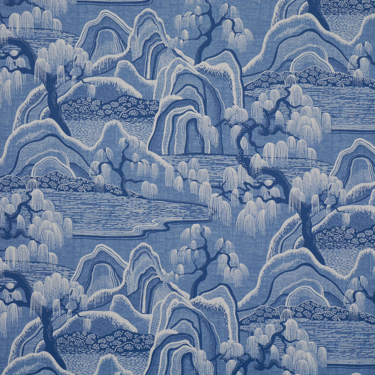 Indigo Garden fabric in blue and white color - pattern number 183012 - by Schumacher in the Borastapeter collection