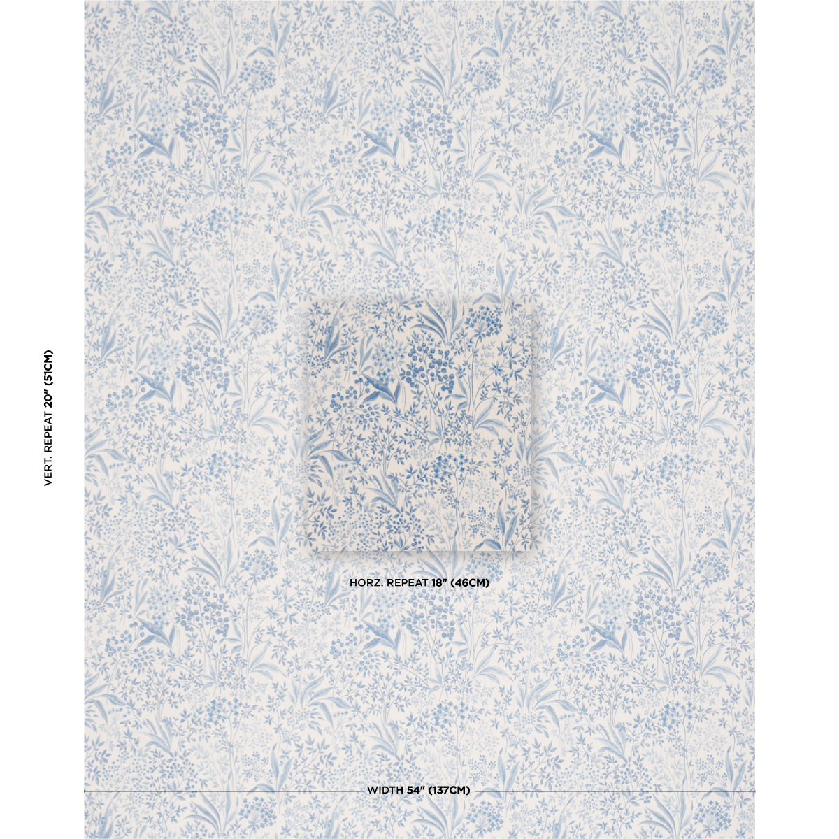Nocturne fabric in blue and white color - pattern number 183022 - by Schumacher in the Borastapeter collection