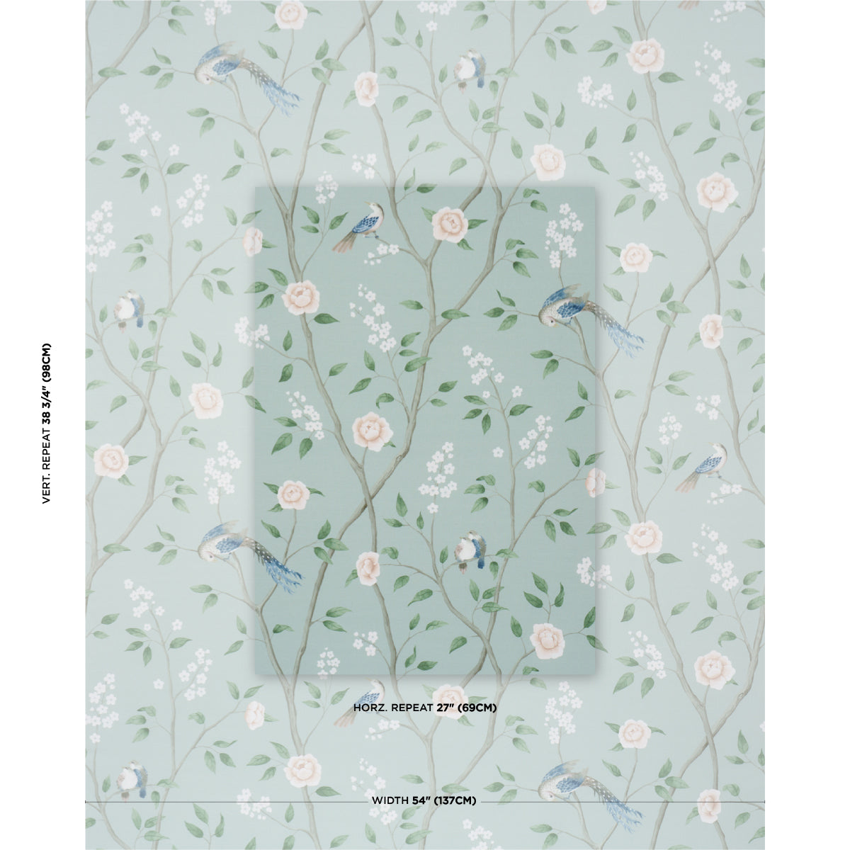 Paradise Birds fabric in mineral color - pattern number 183030 - by Schumacher in the Borastapeter collection