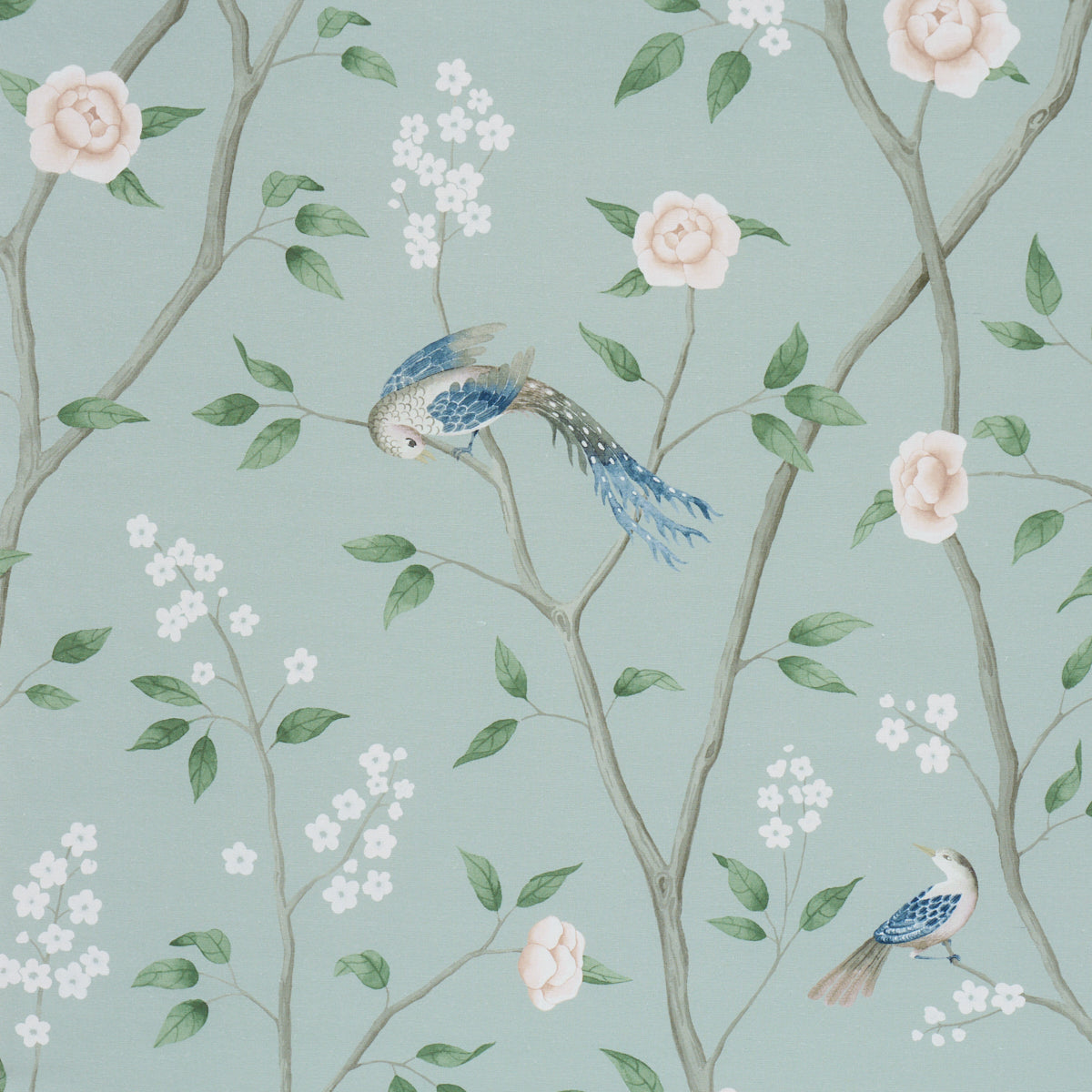 Paradise Birds fabric in mineral color - pattern number 183030 - by Schumacher in the Borastapeter collection