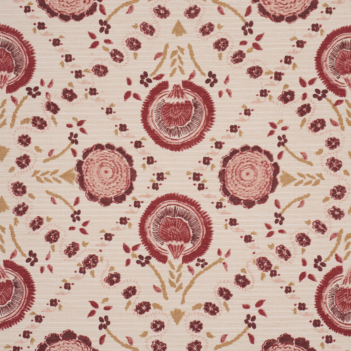 Athena Hand-Screen Print fabric in Ruby color - pattern number 183051 - by Schumacher in the Bohemia collection