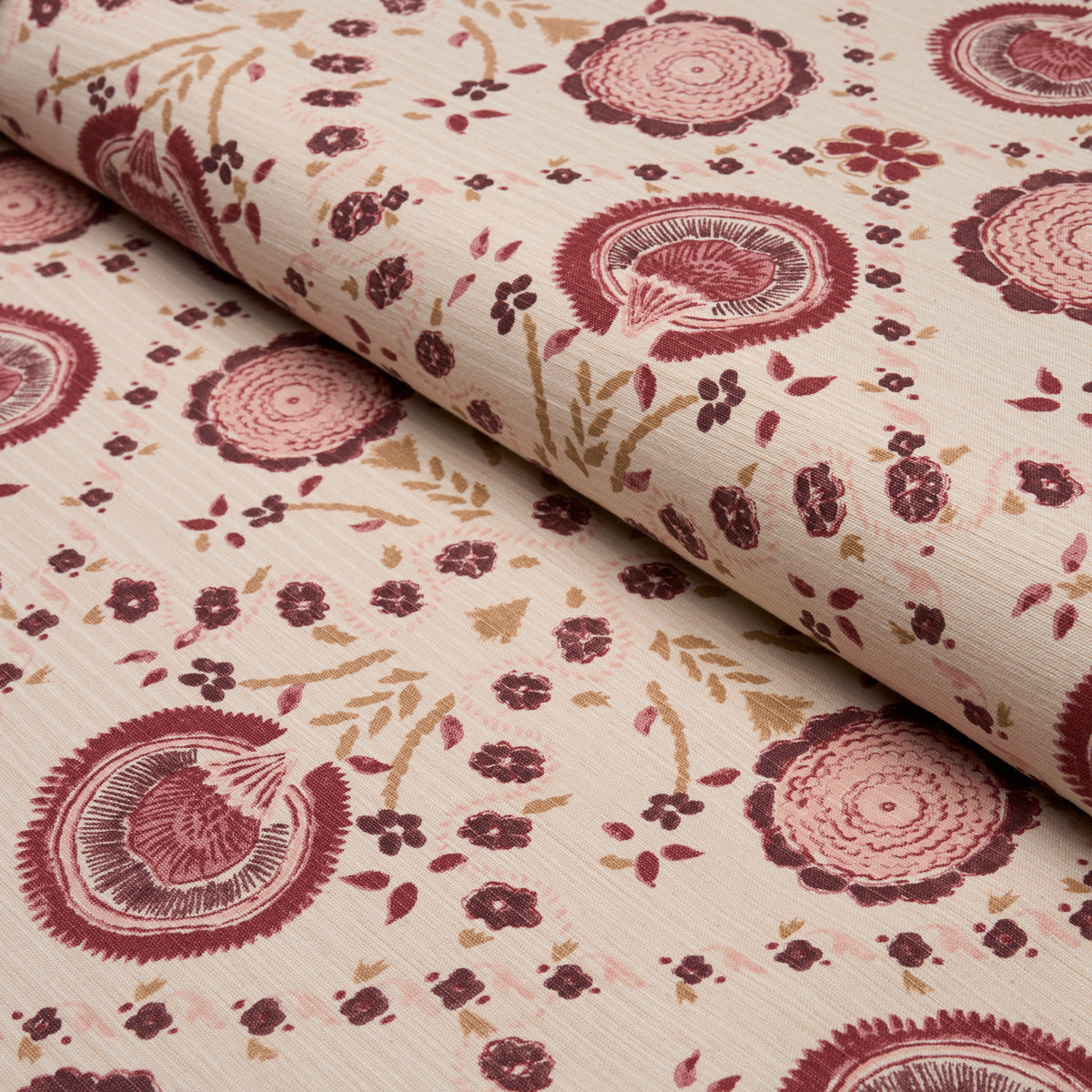 Athena Hand-Screen Print fabric in Ruby color - pattern number 183051 - by Schumacher in the Bohemia collection