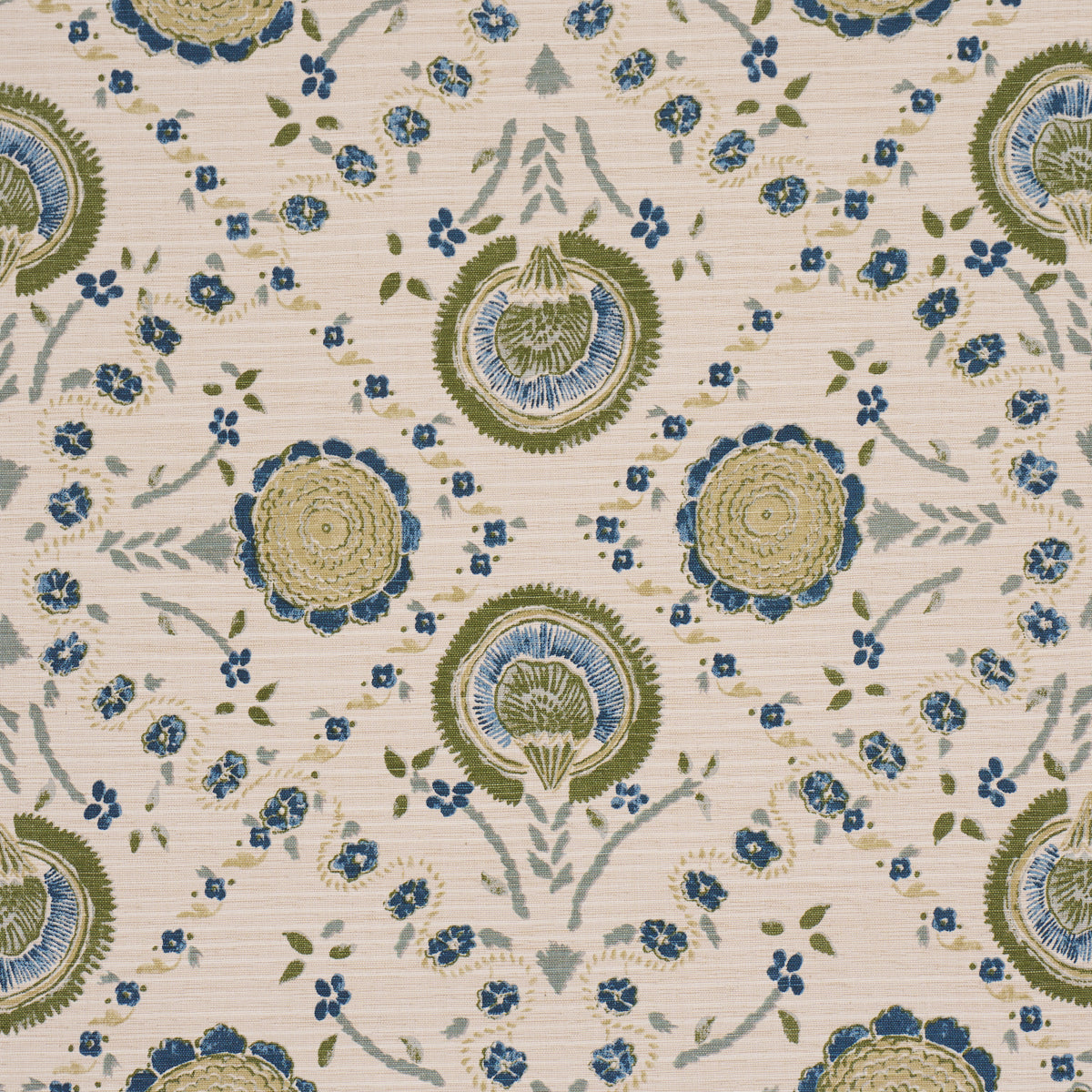 Athena Hand-Screen Print fabric in Green color - pattern number 183052 - by Schumacher in the Bohemia collection