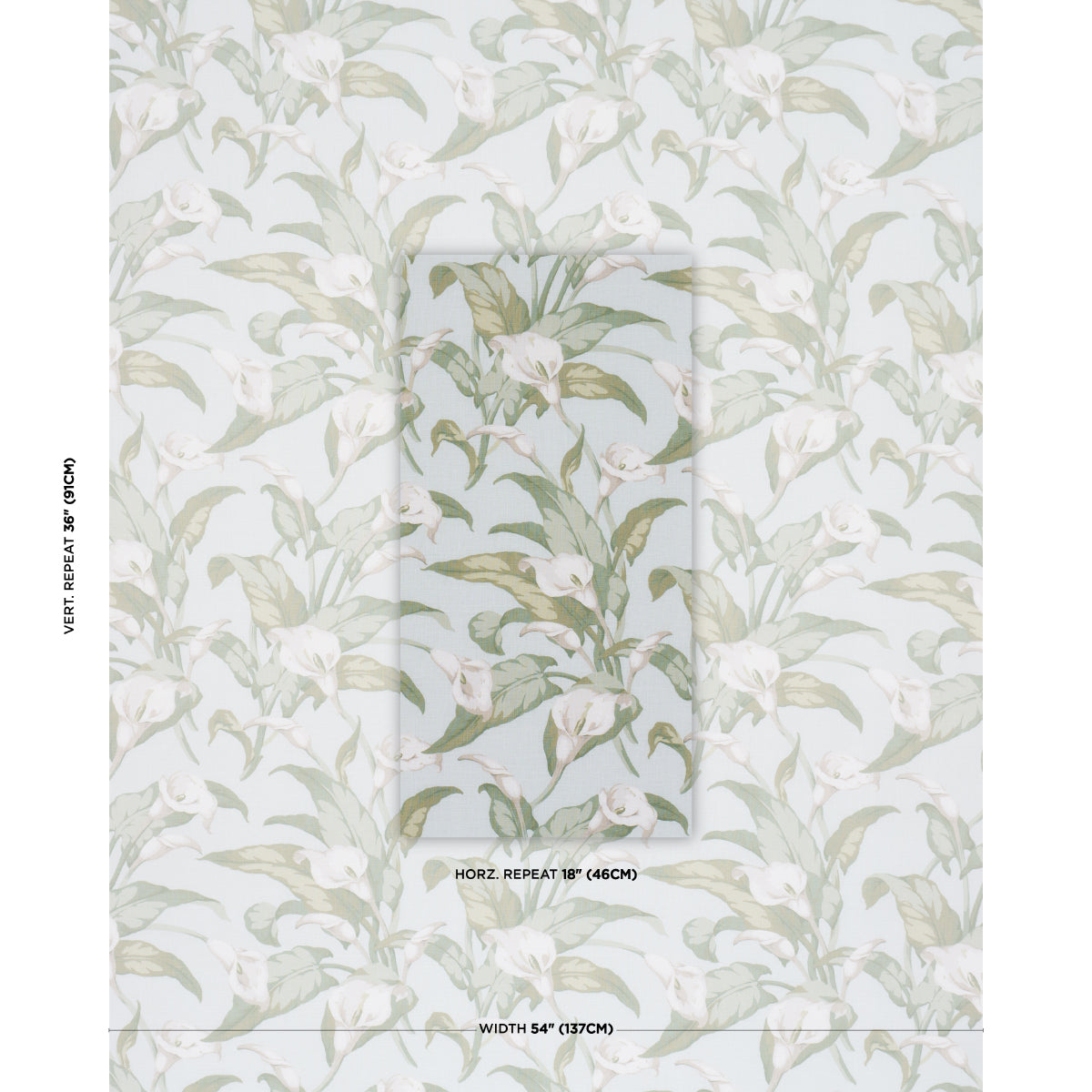 Arum Lilies fabric in Aqua color - pattern number 183121 - by Schumacher in the Schumacher Classics collection