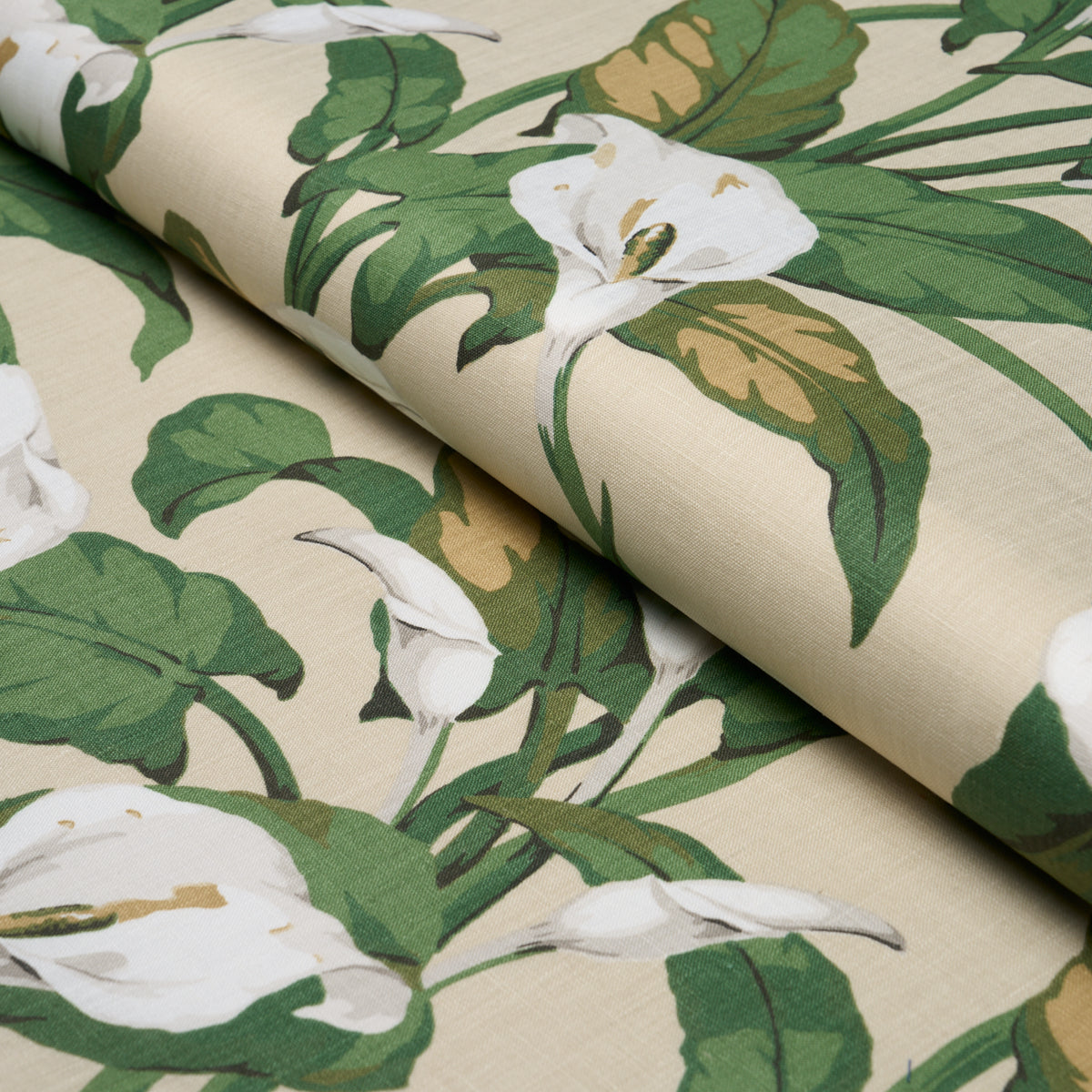 Arum Lilies fabric in Parchment color - pattern number 183122 - by Schumacher in the Schumacher Classics collection