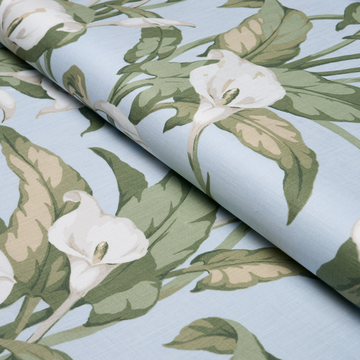 Arum Lilies fabric in Sky color - pattern number 183123 - by Schumacher in the Schumacher Classics collection