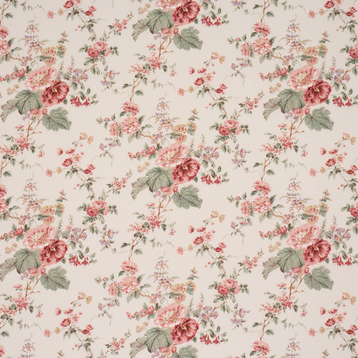 Midsummer Hollyhock fabric in Rose color - pattern number 183130 - by Schumacher in the Schumacher Classics collection