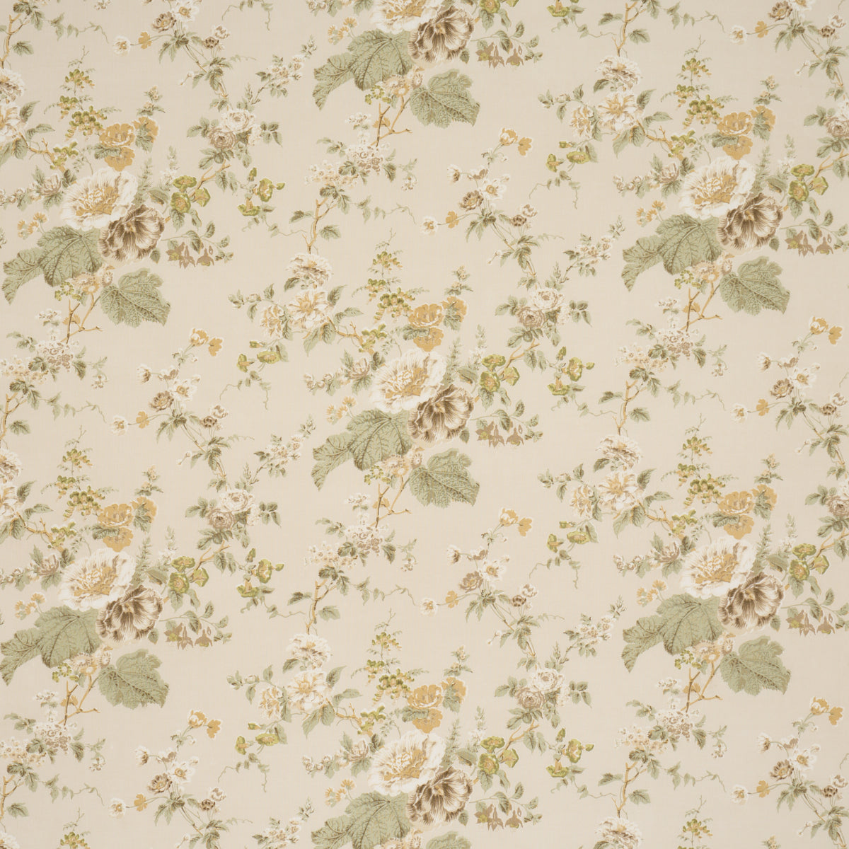 Midsummer Hollyhock fabric in Citron color - pattern number 183131 - by Schumacher in the Schumacher Classics collection