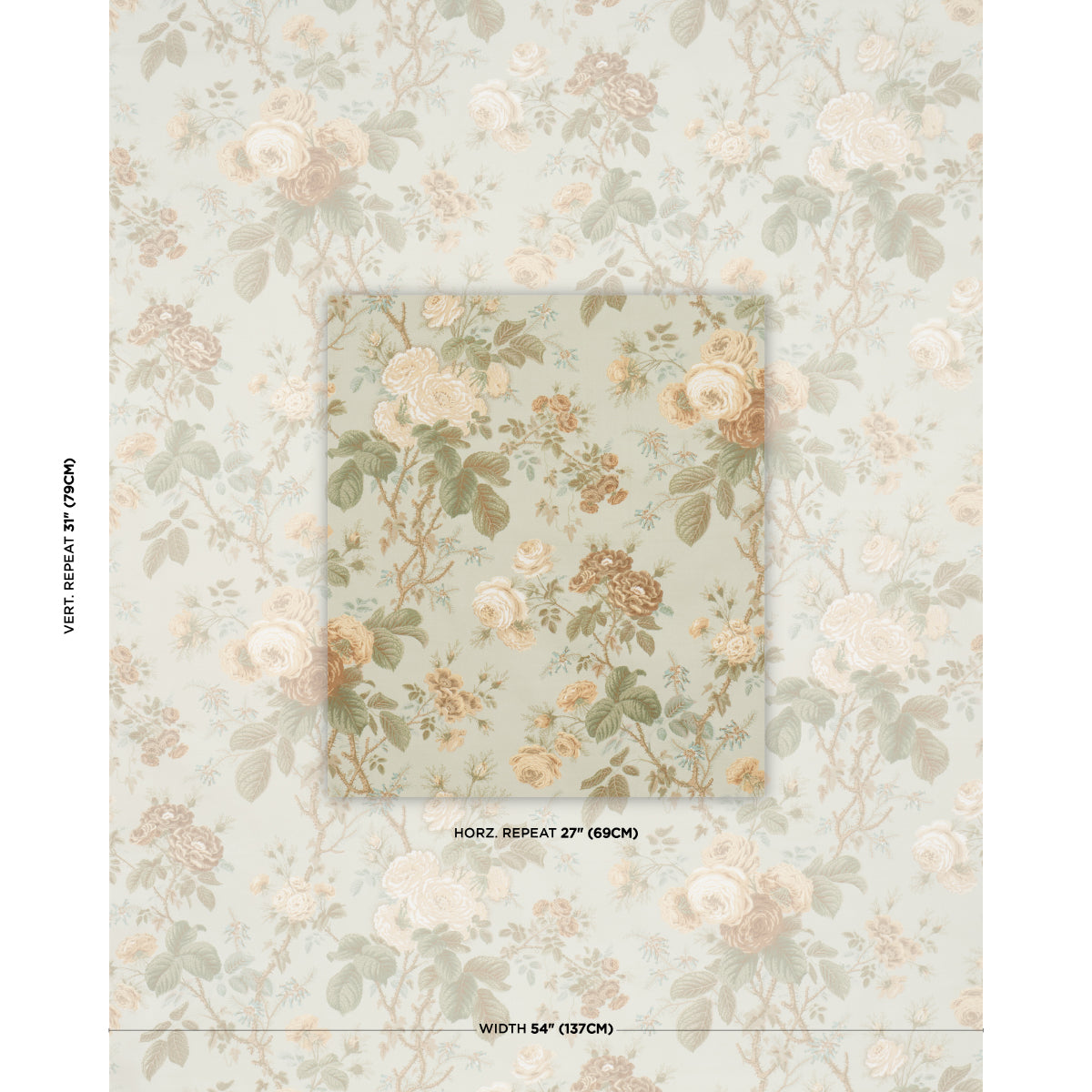 She Walks in Beauty Chintz fabric in Celadon color - pattern number 183140 - by Schumacher in the Schumacher Classics collection