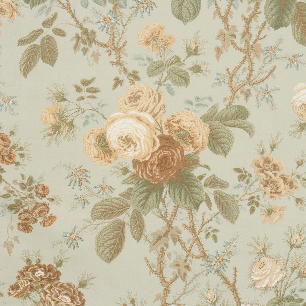 She Walks in Beauty Chintz fabric in Celadon color - pattern number 183140 - by Schumacher in the Schumacher Classics collection