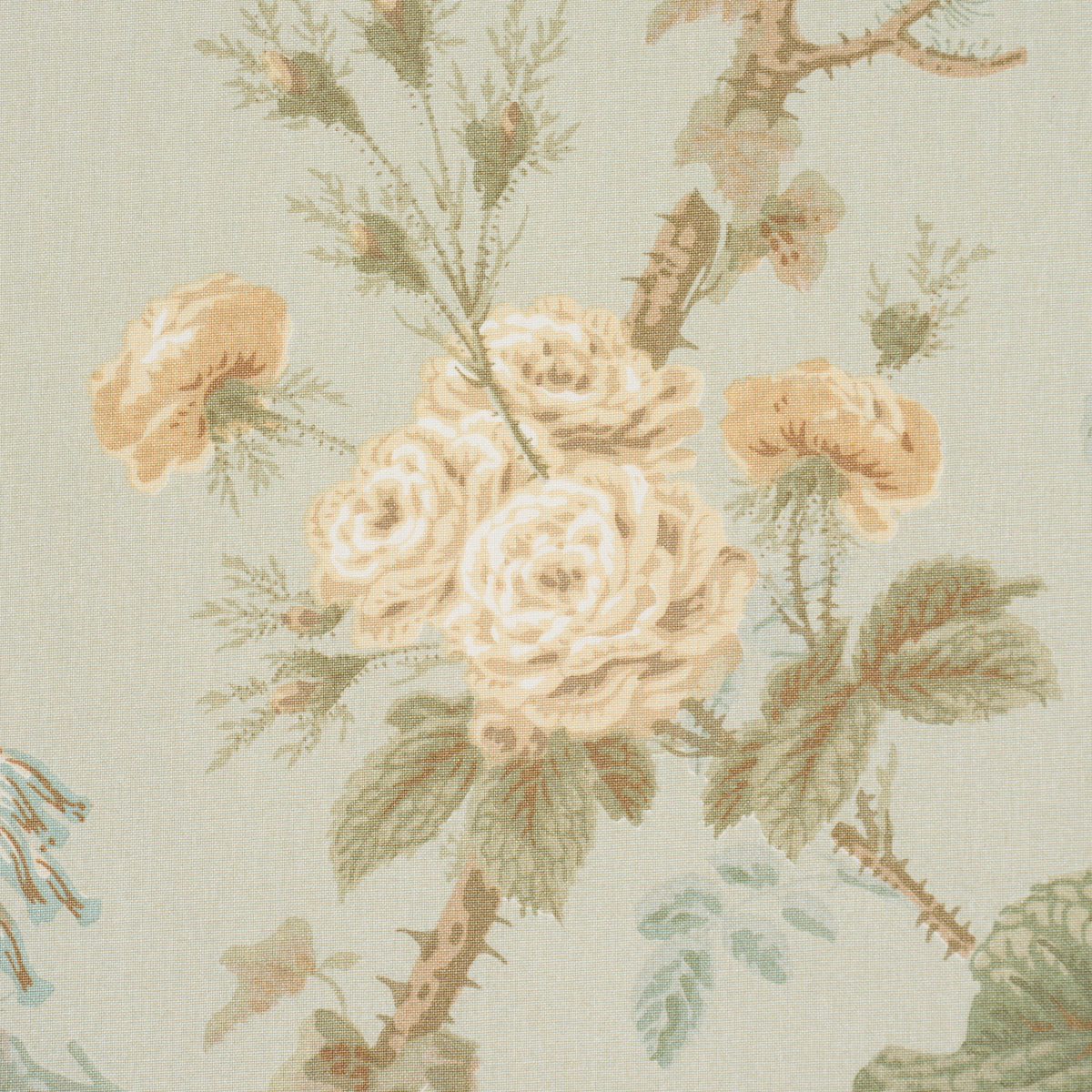 She Walks in Beauty Chintz fabric in Celadon color - pattern number 183140 - by Schumacher in the Schumacher Classics collection