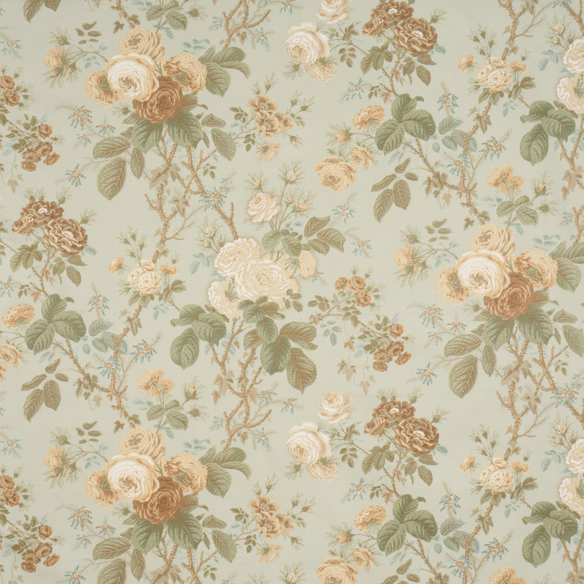 She Walks in Beauty Chintz fabric in Celadon color - pattern number 183140 - by Schumacher in the Schumacher Classics collection