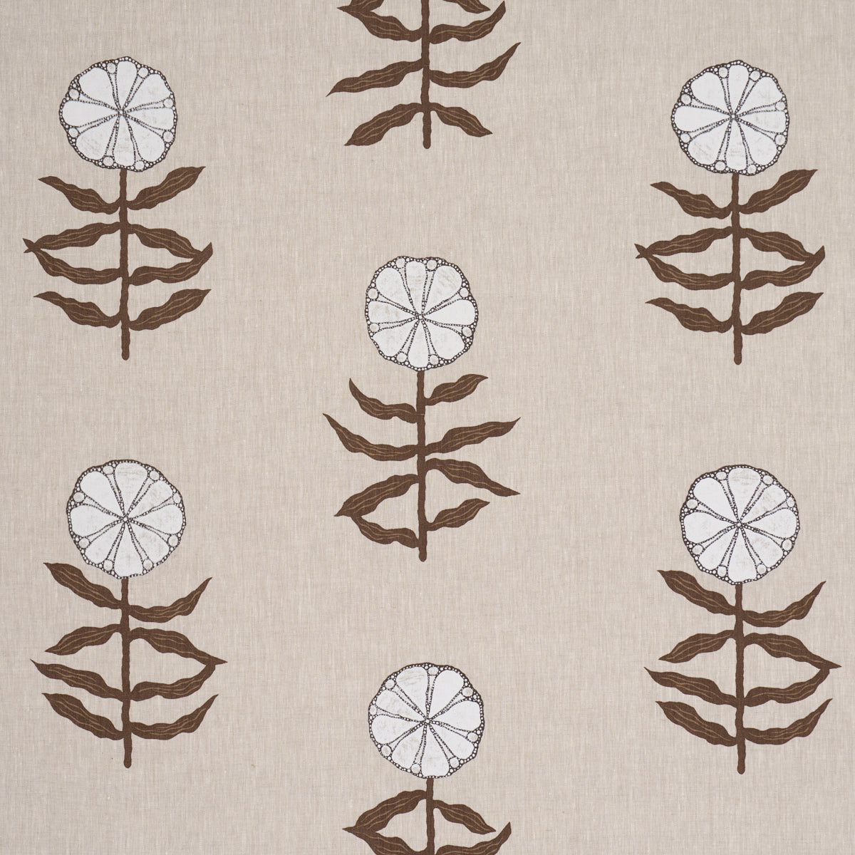 Pretty Petals Screen Print fabric in Birch color - pattern number 183150 - by Schumacher in the Perennial Favorites collection