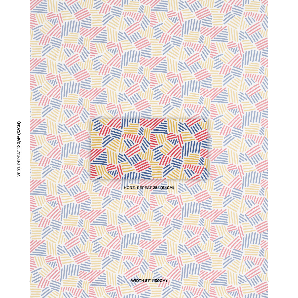 Hatchmark Hand Print fabric in Primary color - pattern number 183160 - by Schumacher in the Stars and Stripes collection