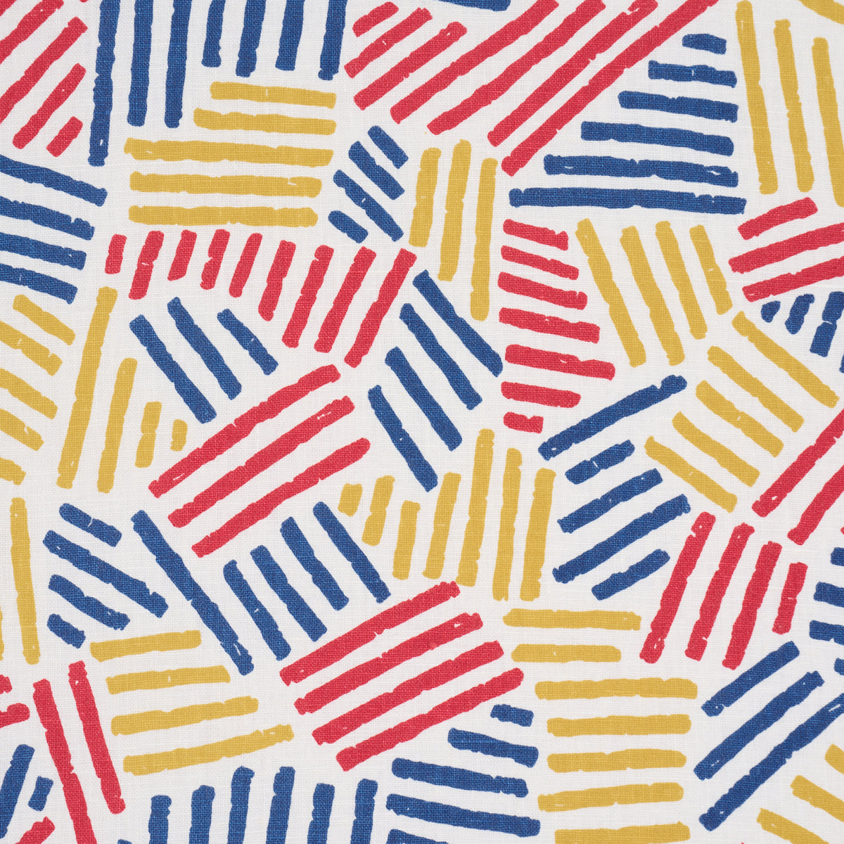 Hatchmark Hand Print fabric in Primary color - pattern number 183160 - by Schumacher in the Stars and Stripes collection