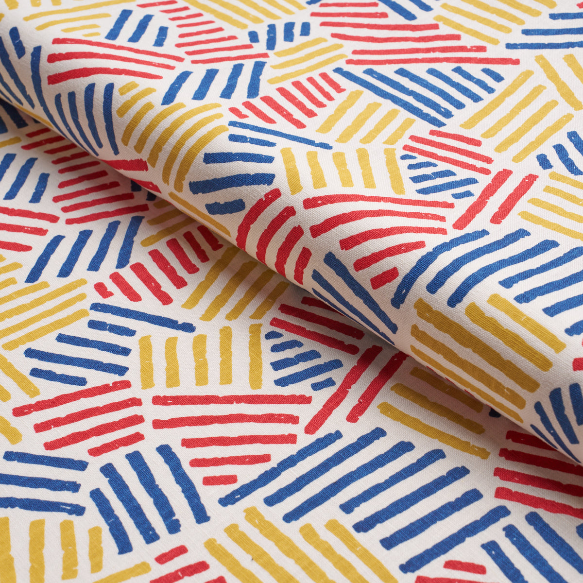 Hatchmark Hand Print fabric in Primary color - pattern number 183160 - by Schumacher in the Stars and Stripes collection