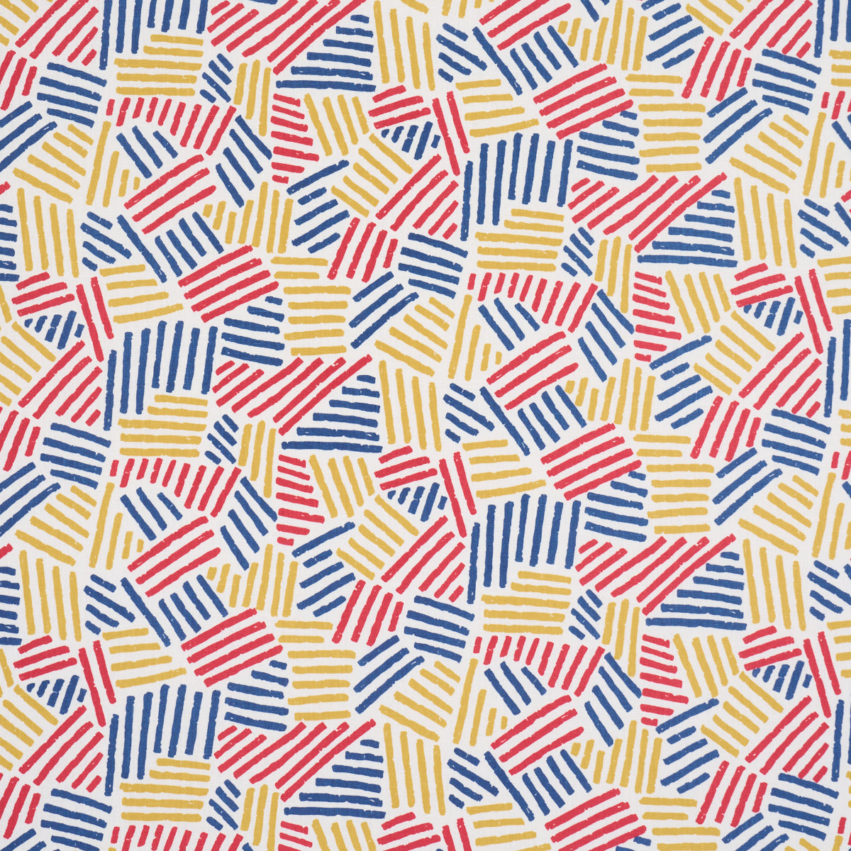Hatchmark Hand Print fabric in Primary color - pattern number 183160 - by Schumacher in the Stars and Stripes collection