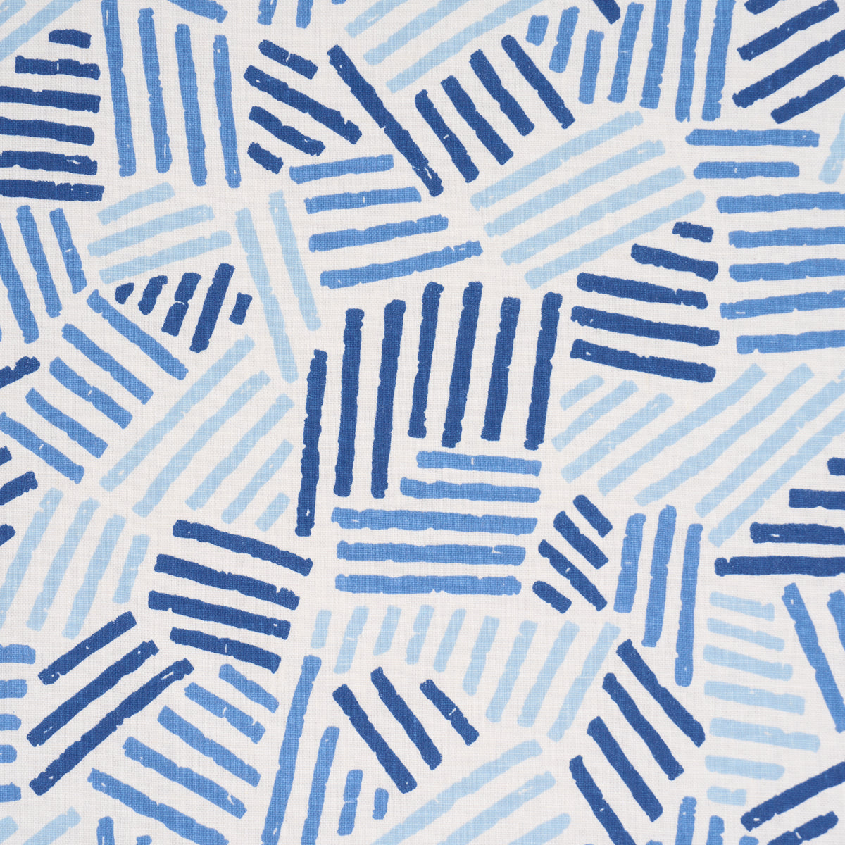 Hatchmark Hand Print fabric in Blues color - pattern number 183161 - by Schumacher in the Stars and Stripes collection