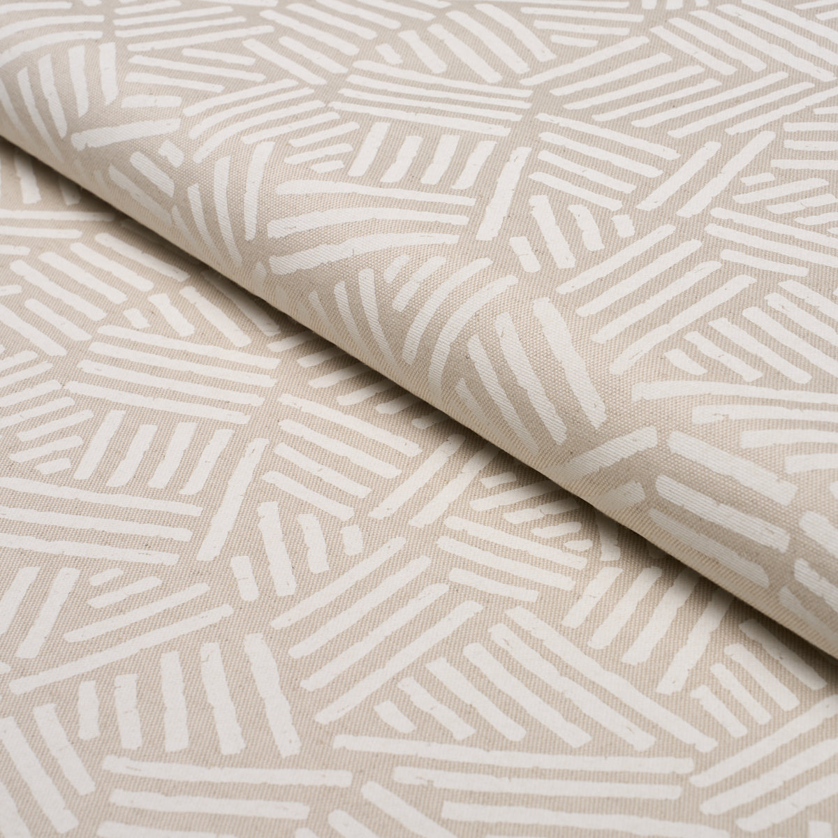 Hatchmark Hand Print fabric in Natural color - pattern number 183162 - by Schumacher in the Stars and Stripes collection
