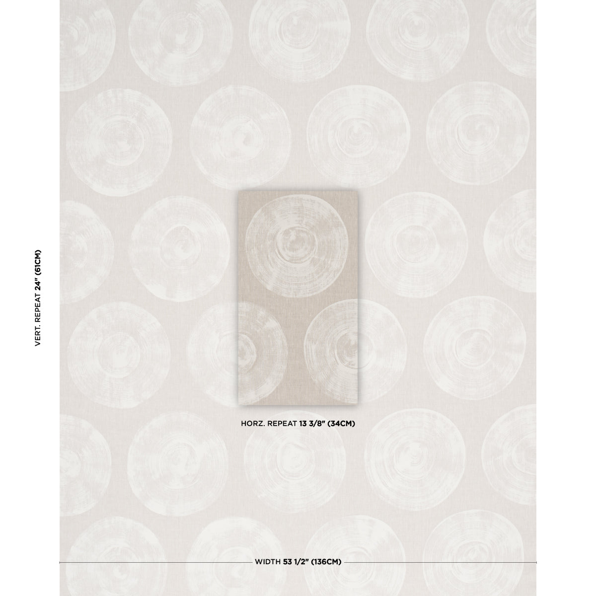 Painted Circles fabric in Neutral color - pattern number 183180 - by Schumacher in the Stars and Stripes collection