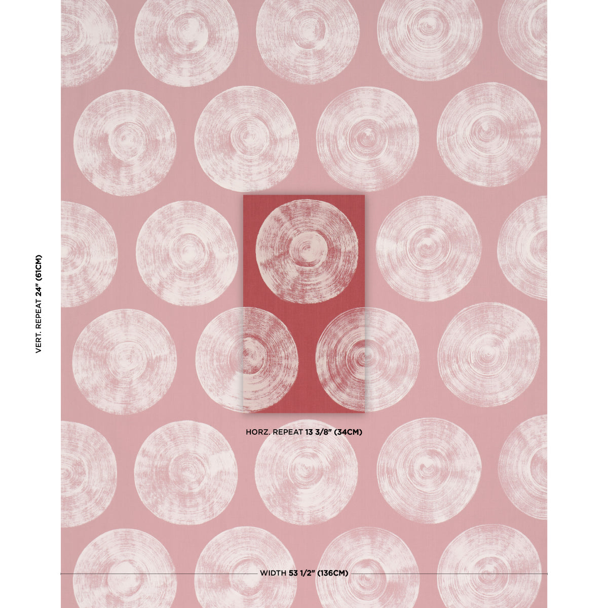 Painted Circles fabric in Red color - pattern number 183182 - by Schumacher in the Stars and Stripes collection