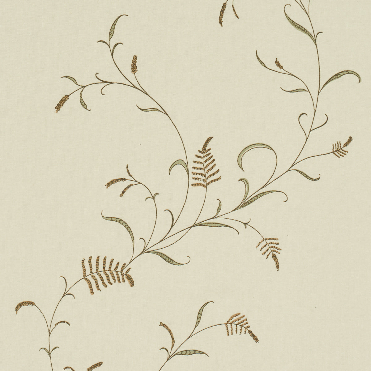 Winding Wheat fabric in Green color - pattern number 183201 - by Schumacher in the American Heritage collection