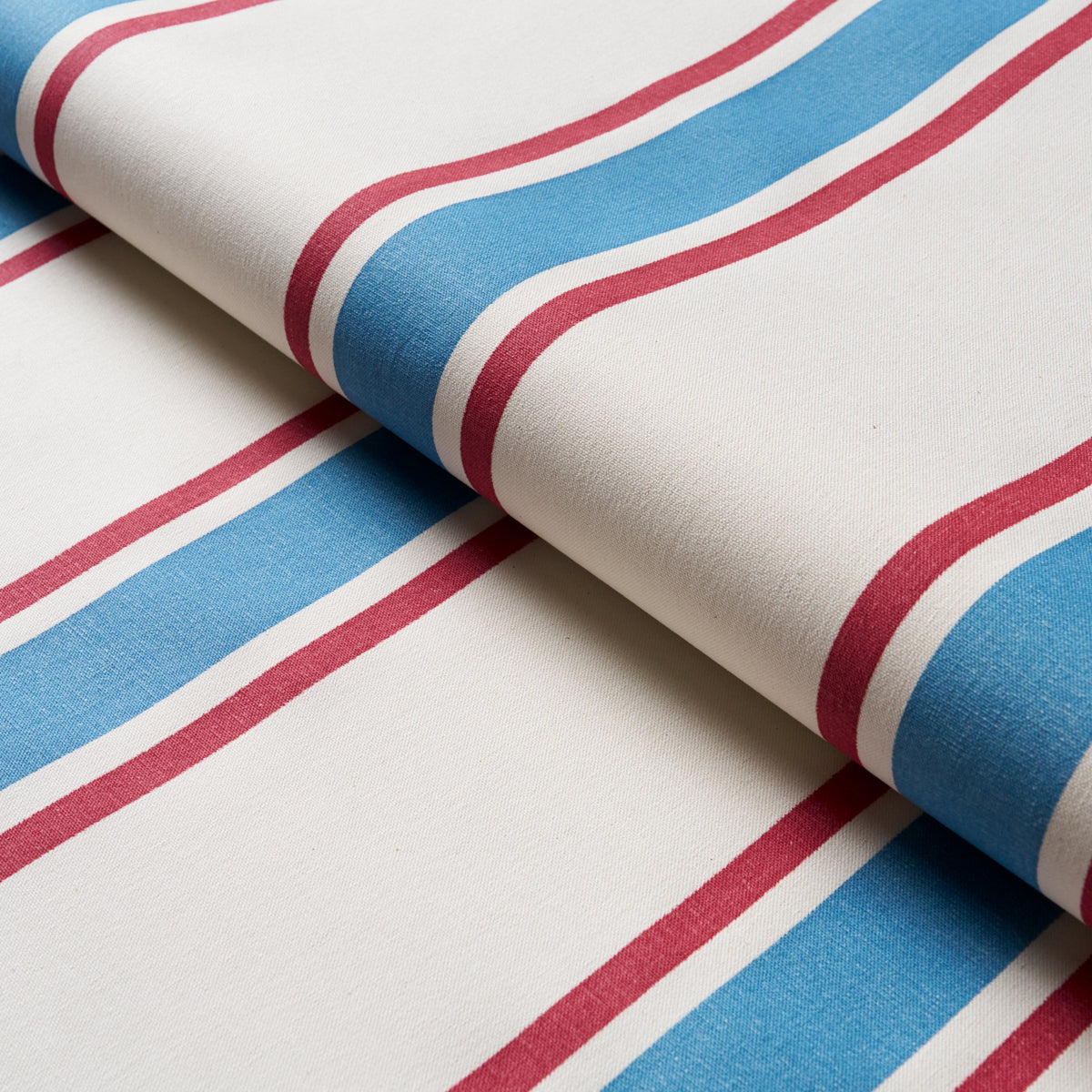 Hadwen Stripe fabric in Red &amp; Blue color - pattern number 183740 - by Schumacher in the Tillett collection