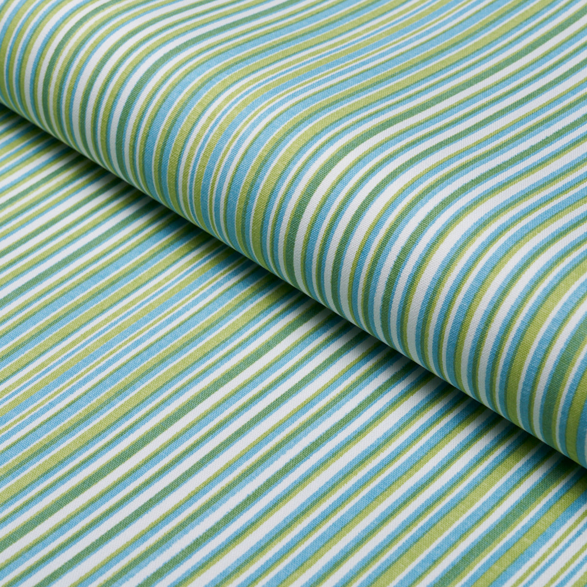 Ministripe fabric in Green &amp; Sky color - pattern number 183761 - by Schumacher in the Tillett collection