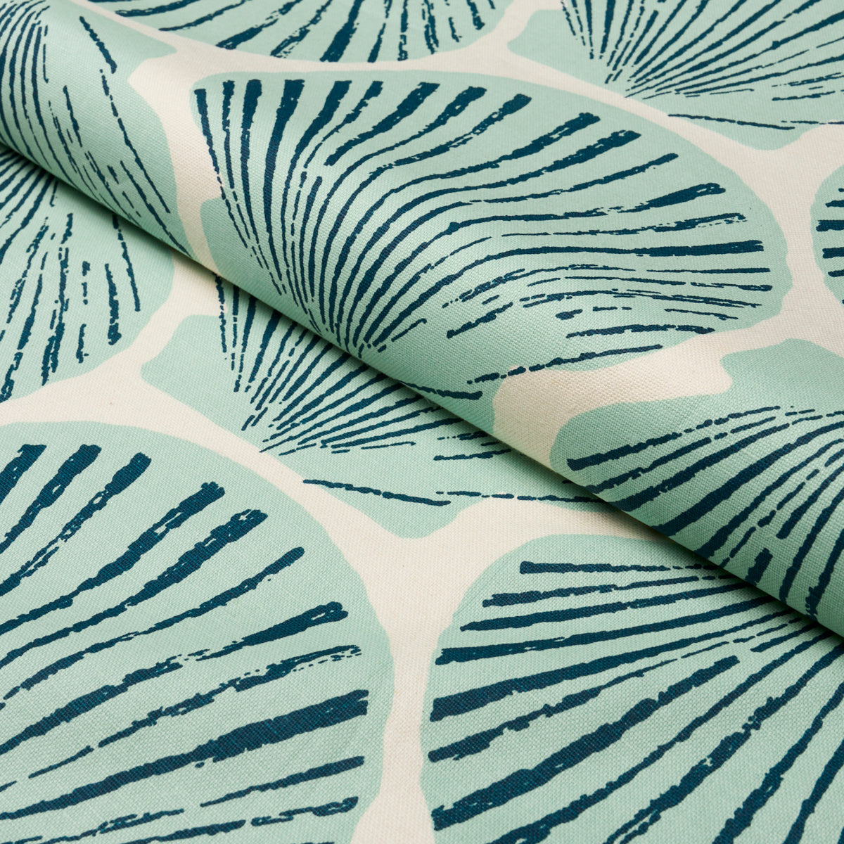 Scallop Shell fabric in Aqua color - pattern number 183770 - by Schumacher in the Tillett collection