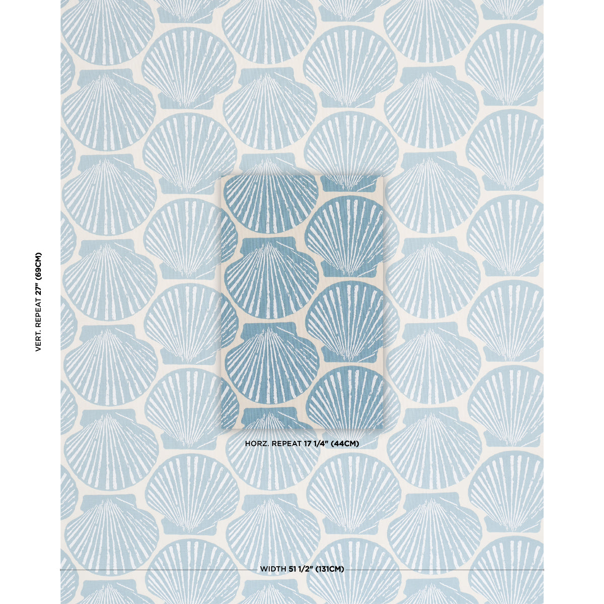 Scallop Shell fabric in Light Blue color - pattern number 183771 - by Schumacher in the Tillett collection
