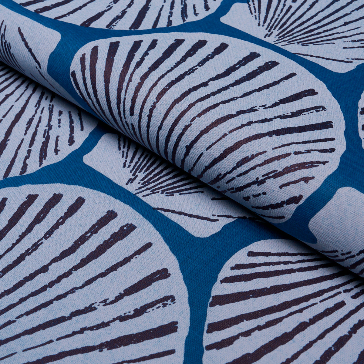Scallop Shell fabric in Indigo color - pattern number 183773 - by Schumacher in the Tillett collection