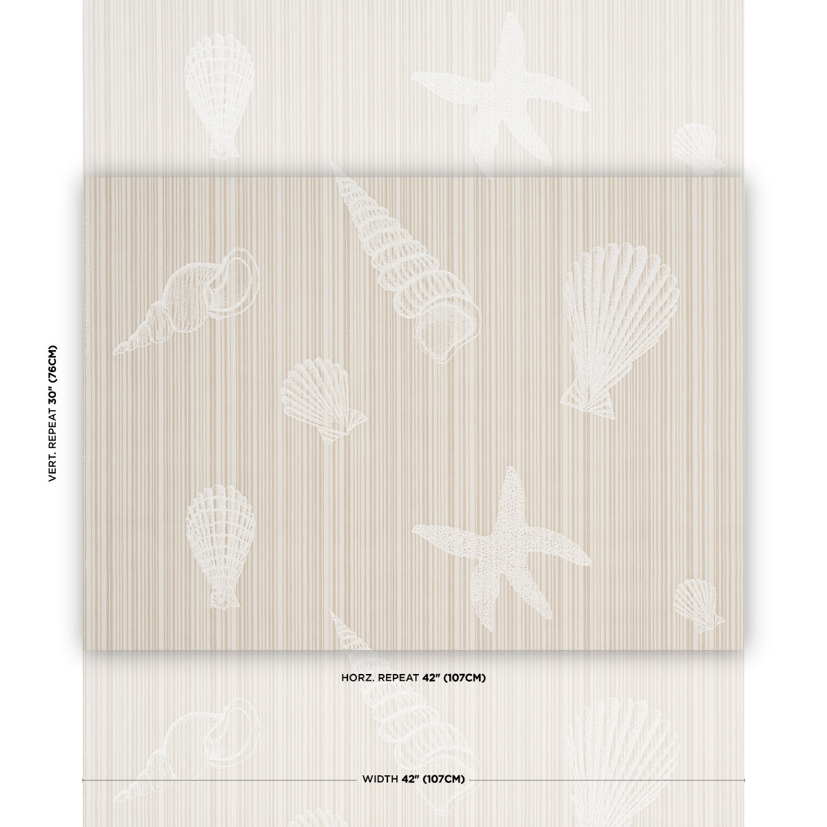 Seashells fabric in Natural color - pattern number 183801 - by Schumacher in the Tillett collection