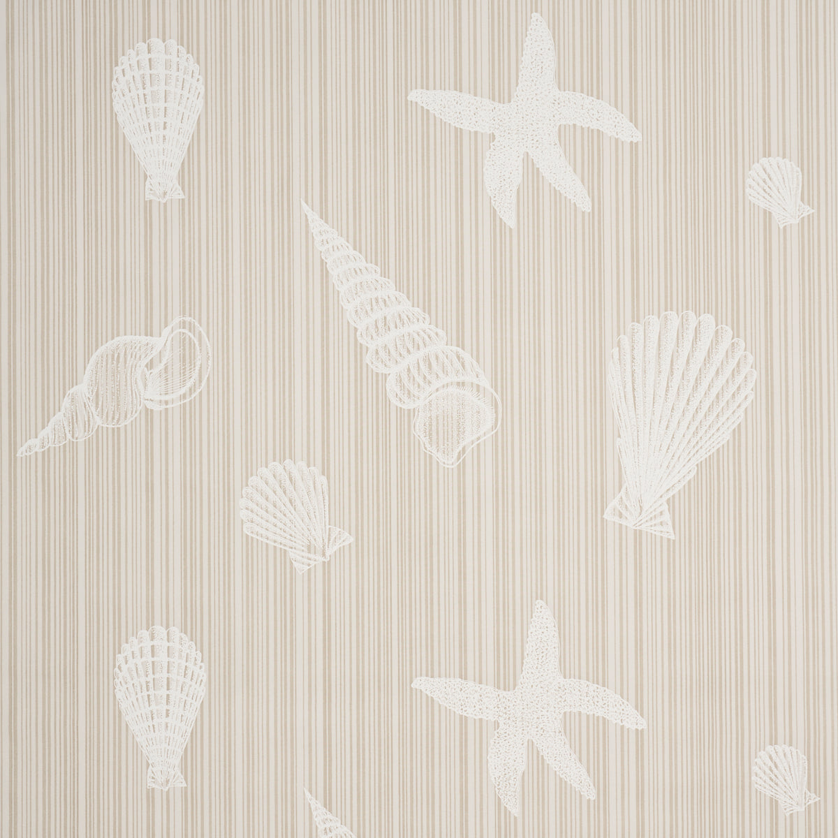 Seashells fabric in Natural color - pattern number 183801 - by Schumacher in the Tillett collection