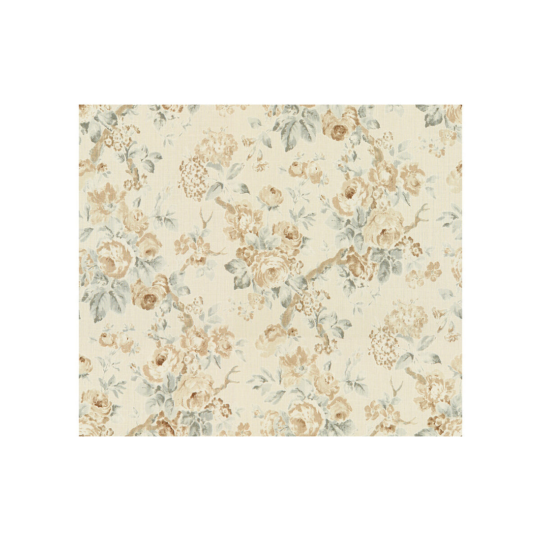 Garden Roses fabric in beige/aqua color - pattern 2007157.613.0 - by Lee Jofa in the Suzanne Rheinstein *Hollyhock II collection