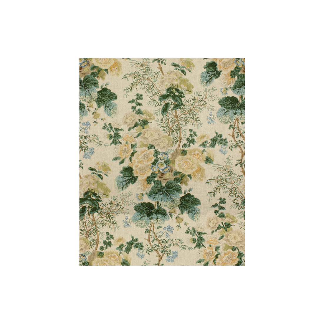 Hollyhock Hdb fabric in lemon/aqua color - pattern 2011118.134.0 - by Lee Jofa