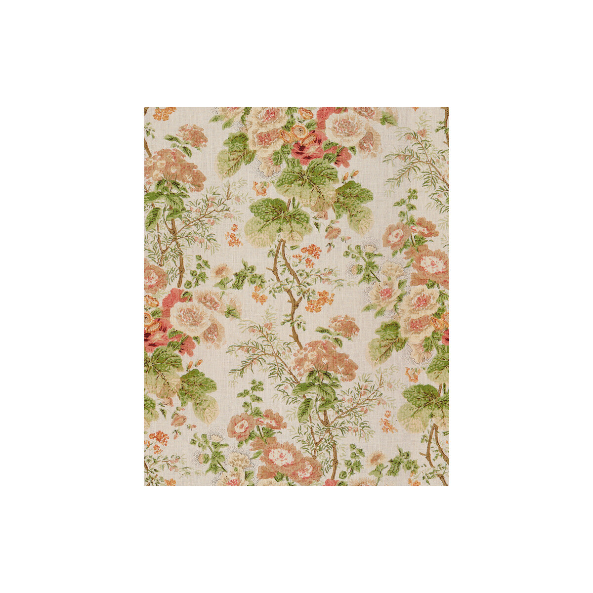 Hollyhock Hdb fabric in coral/apple color - pattern 2011118.73.0 - by Lee Jofa