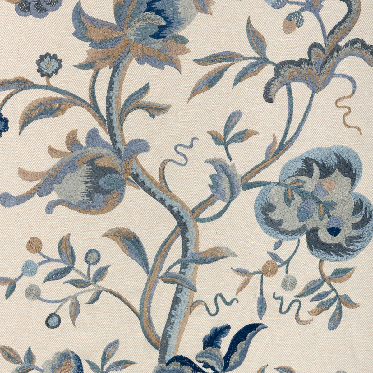 Dorton Embroidery fabric in Indigo color - pattern number 2019107.516.0 - by Lee Jofa in the Mayfair Embroideries collection