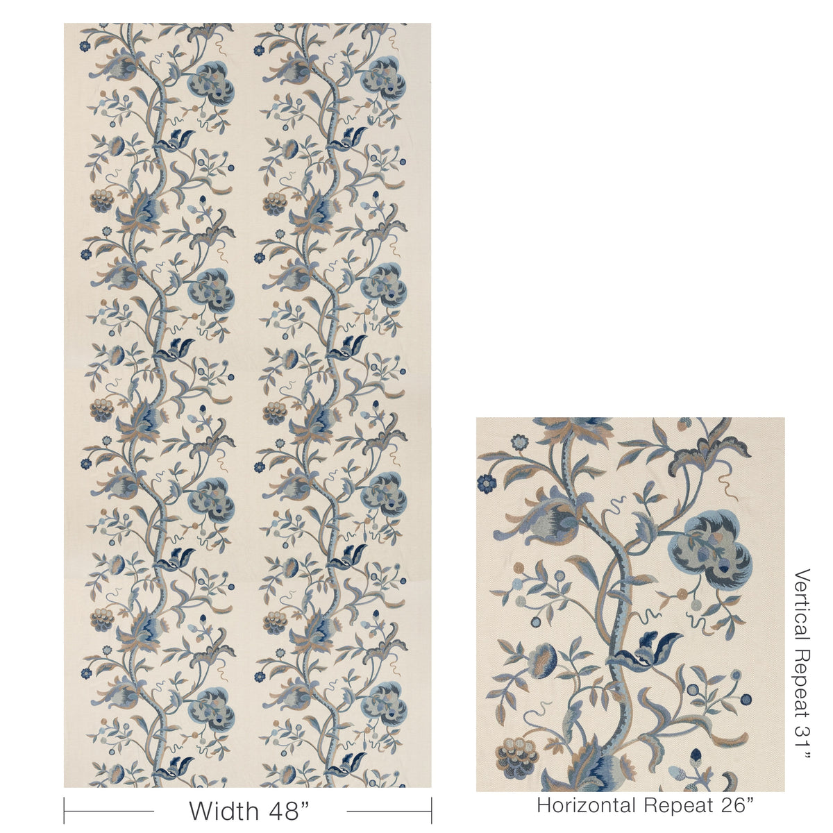Dorton Embroidery fabric in Indigo color - pattern number 2019107.516.0 - by Lee Jofa in the Mayfair Embroideries collection