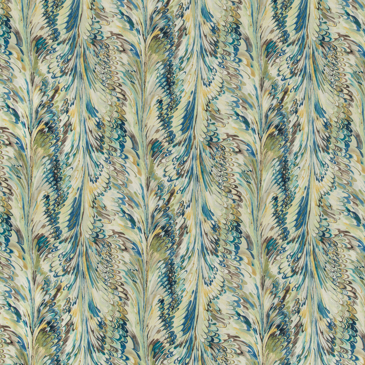 Taplow Print fabric in peacock/gold color - pattern 2019114.345.0 - by Lee Jofa in the Manor House collection