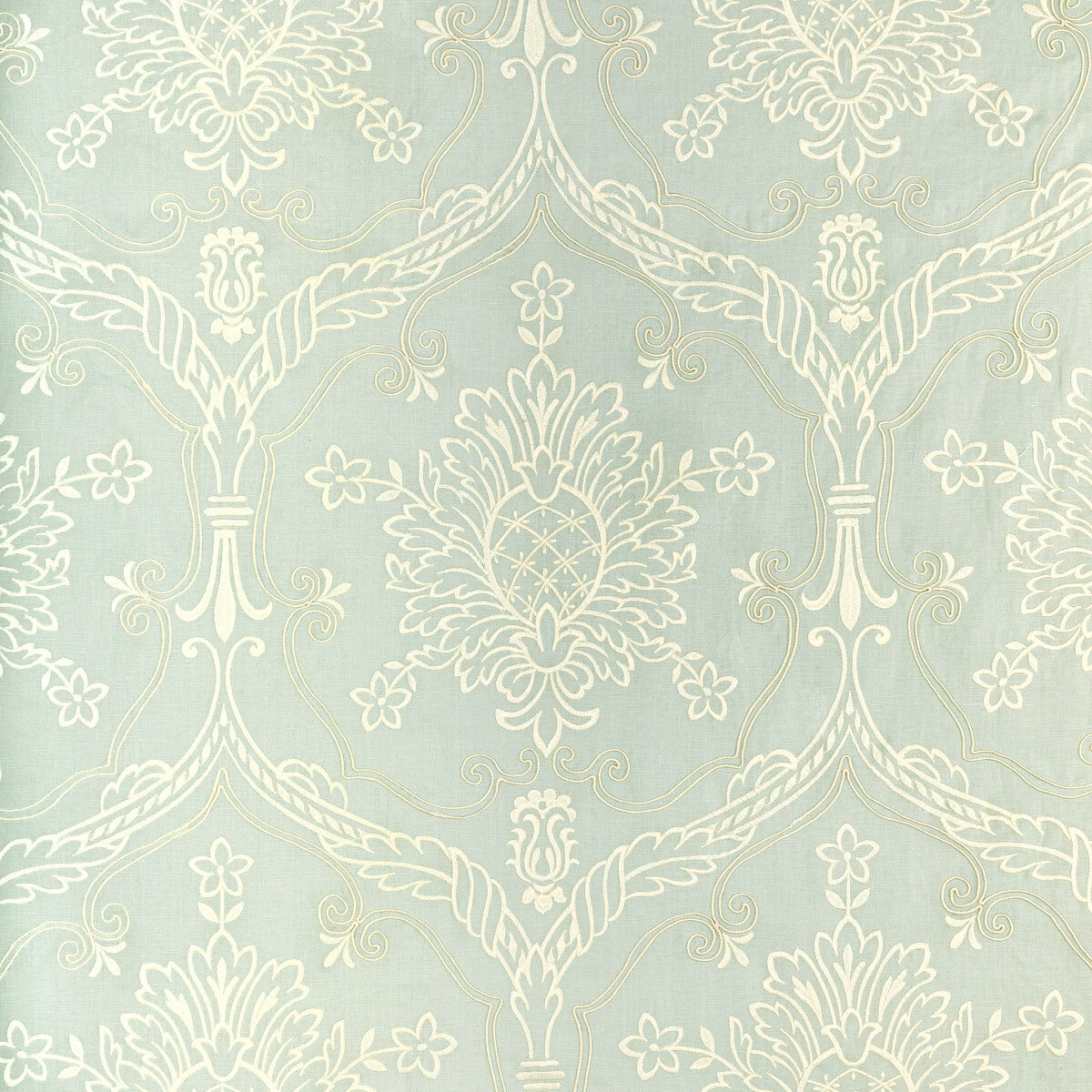 Hayes Embroidery fabric in aqua color - pattern 2022110.13.0 - by Lee Jofa in the Bunny Williams Arcadia collection